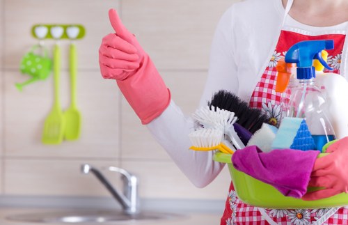 Bathroom cleaning routine in a Westhampstead home
