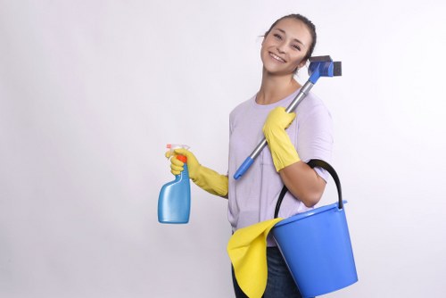 Team member checking health and safety procedures in a clean environment