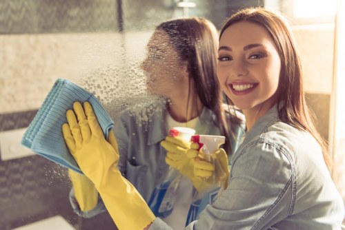 Insured cleaners working carefully in a Westhampstead property